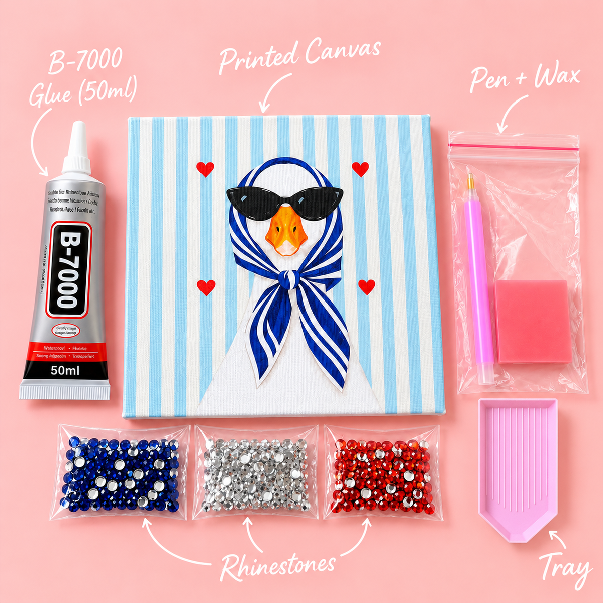 DIY Bedazzling Canvas – Ducky Darling (8 × 8 Inch)
