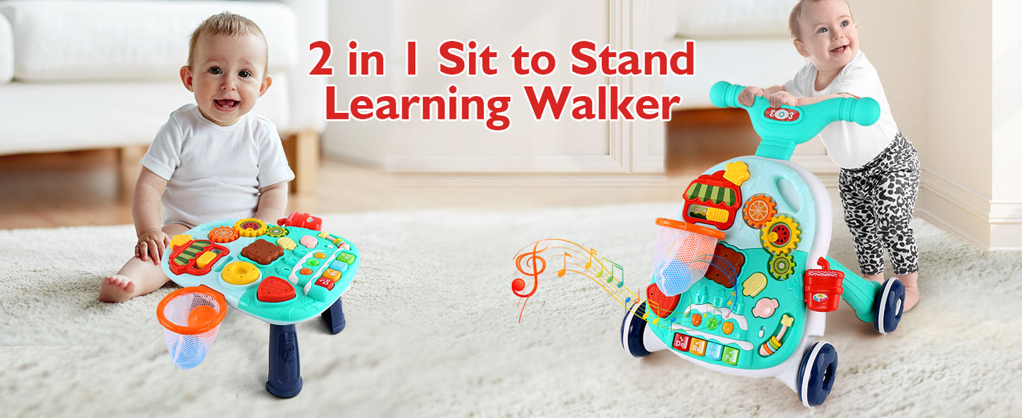 2-in-1 Baby Walker & Activity Table – Educational Toy (12M+)