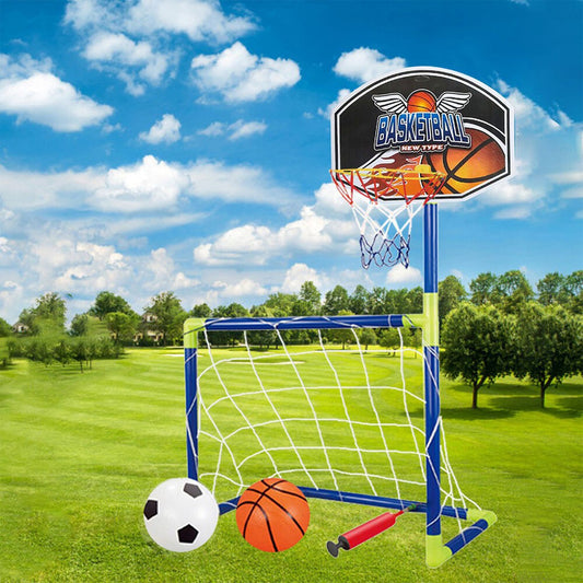 2 IN 1 CHILDREN SPORTS EQUIPMENT FOOTBALL GOAL BASKETBALL STANDS FOR KIDS