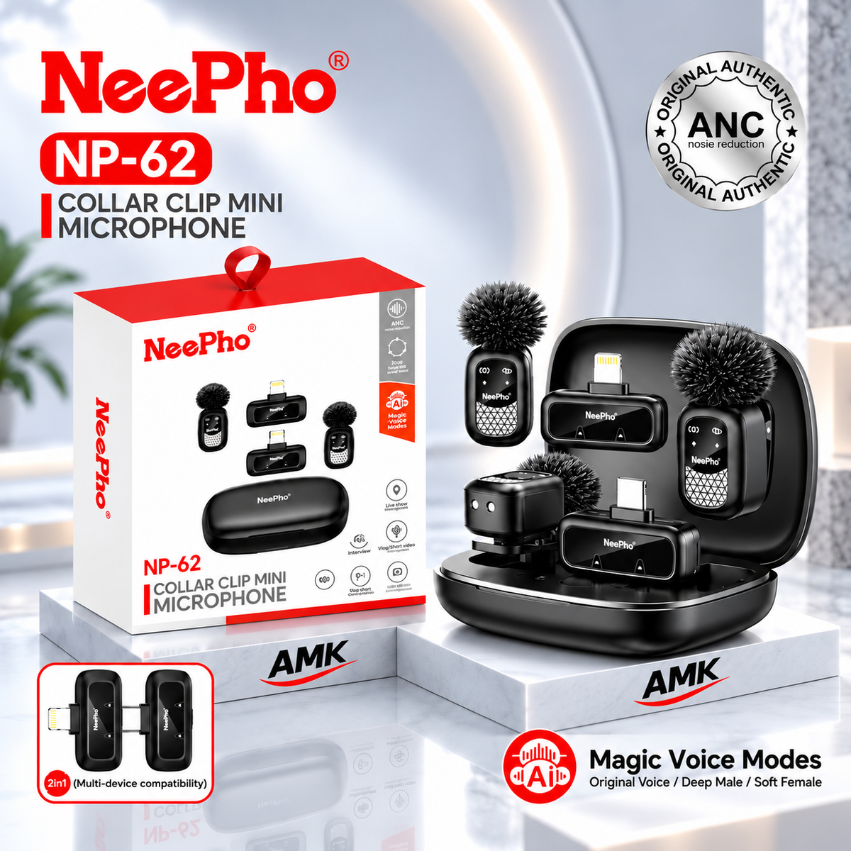 NeePho NP-62 Wireless Collar Clip Mini Microphone