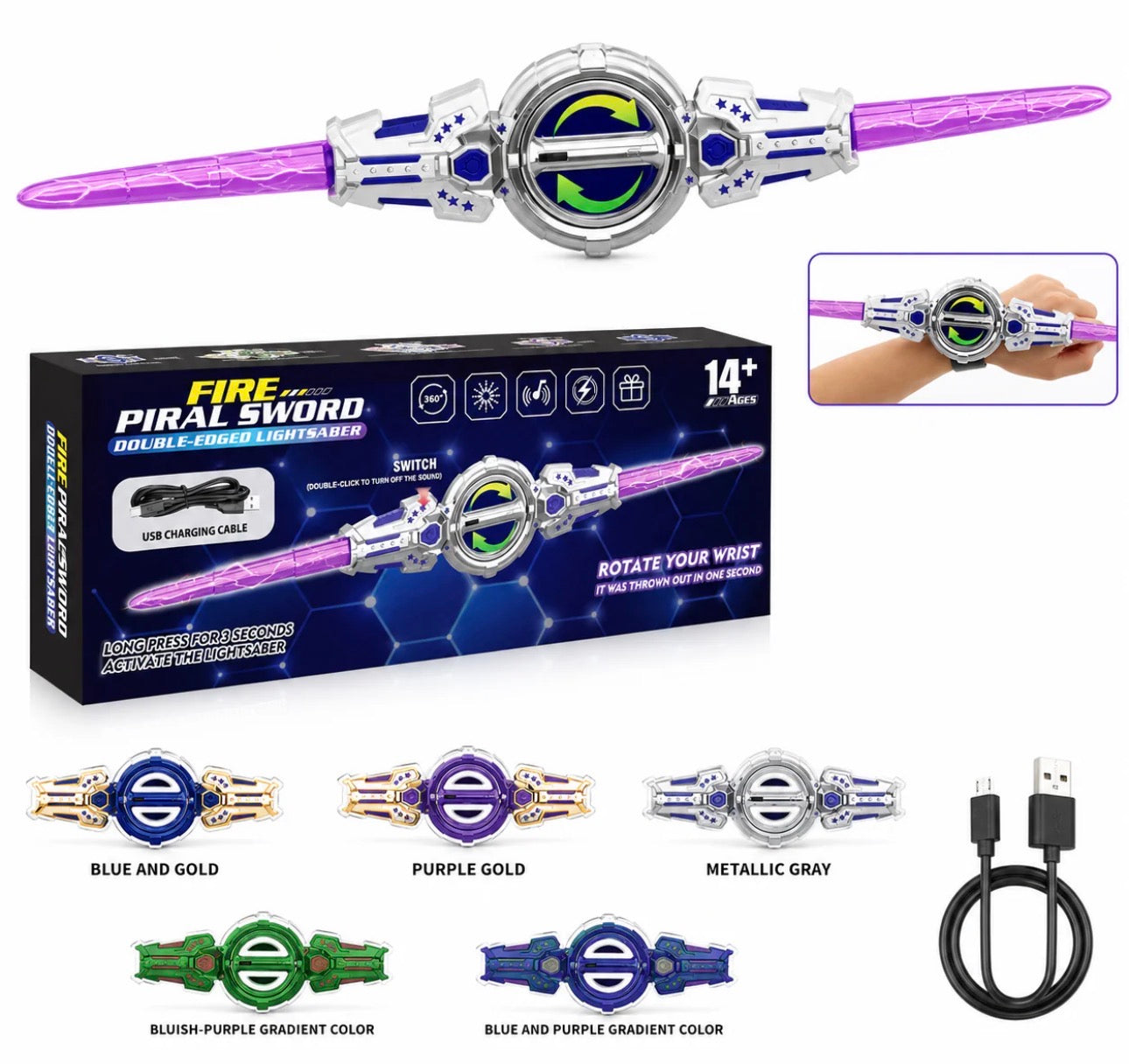Dual-Head Rotate Sword With Sound & Lights