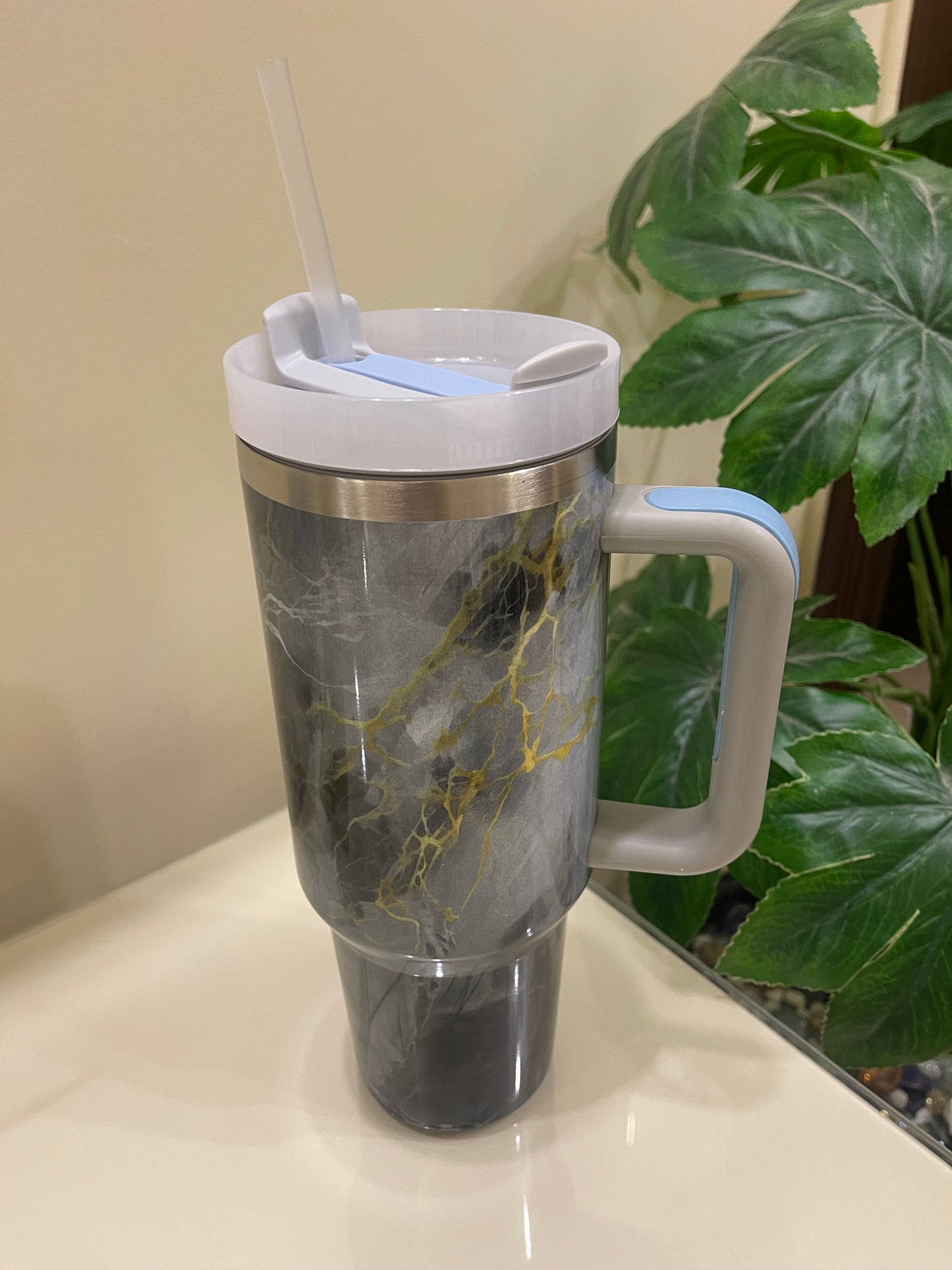 Marble Texture Tumbler 40oz - Black