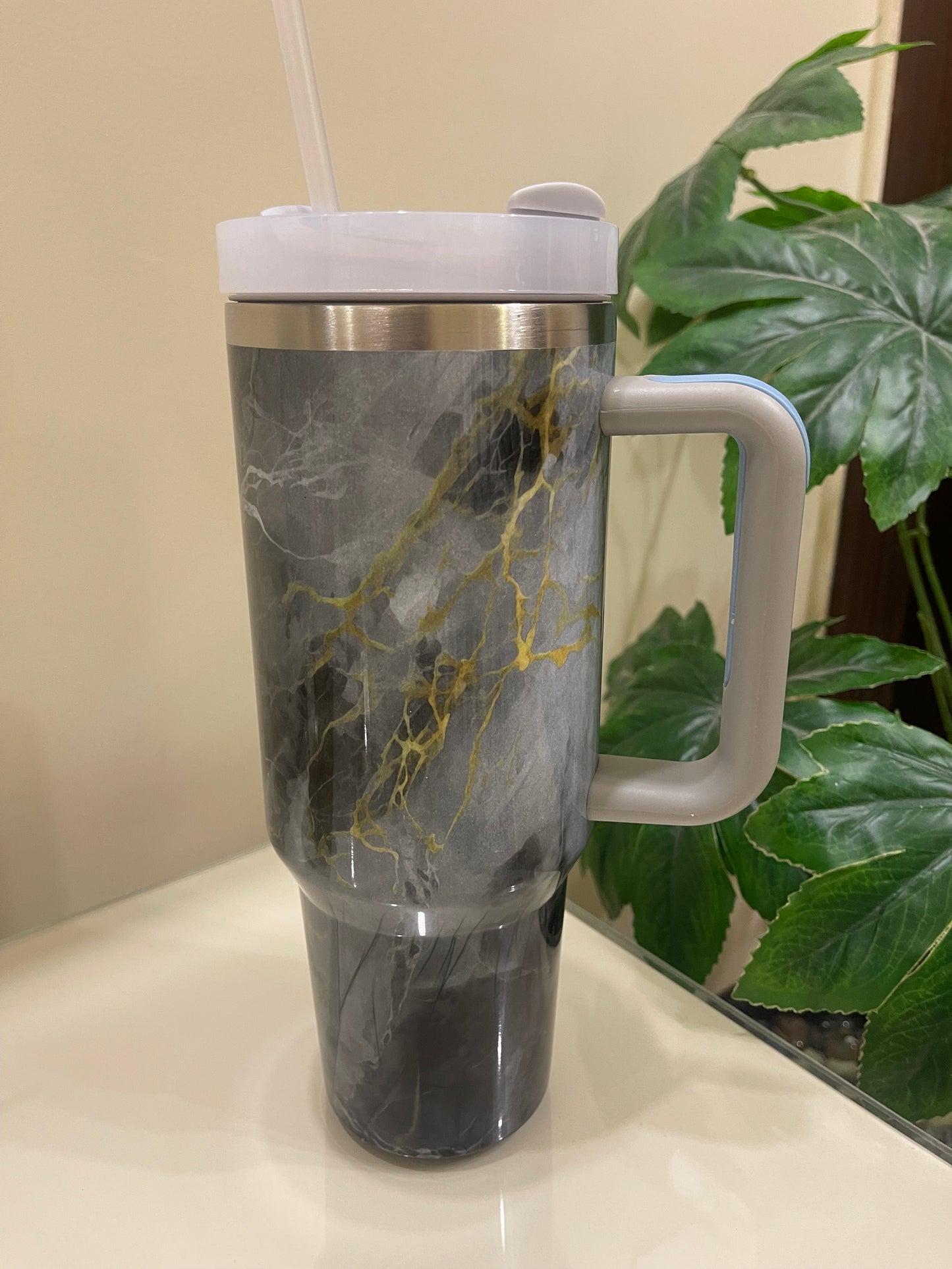 Marble Texture Tumbler 40oz - Black