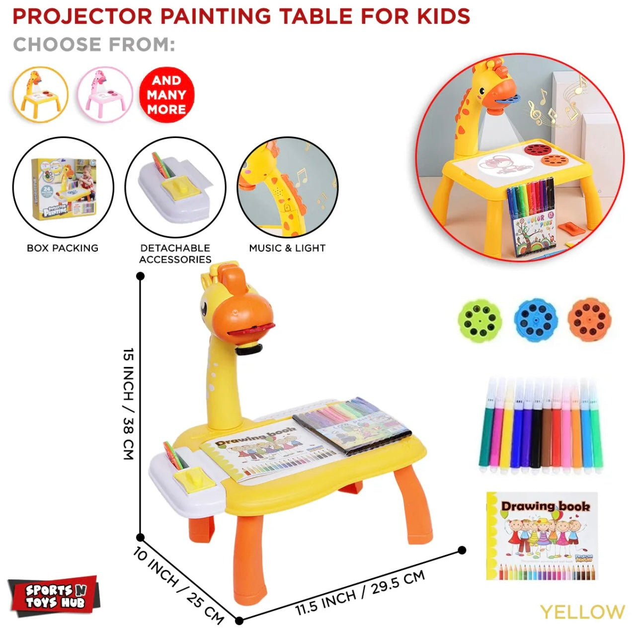 Educational Projector Drawing Table Yellow