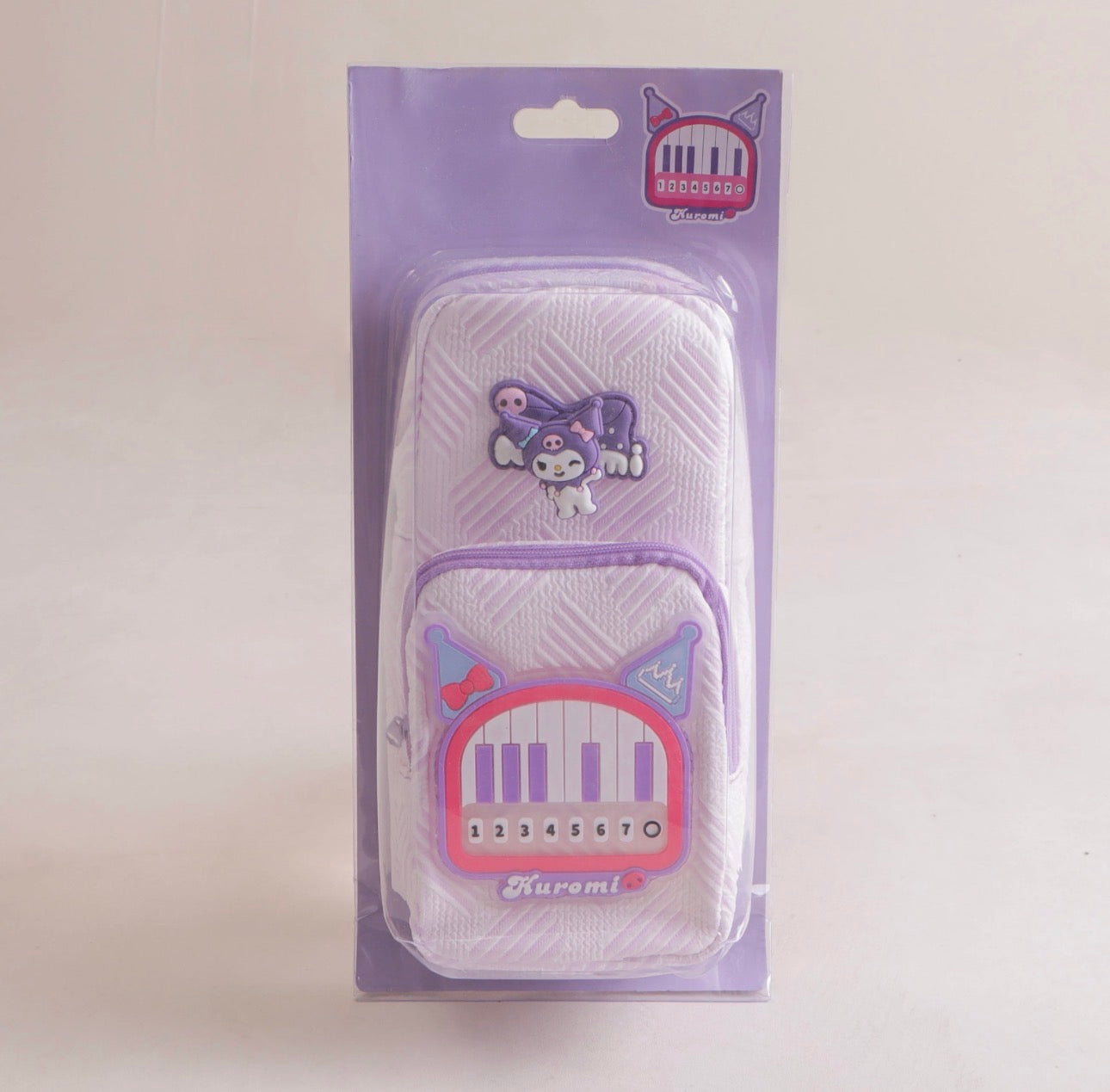 Kuromi Piano Design Pencil Case – Lilac Multi-Compartment Stationery Organizer