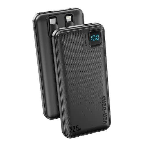 Fast Charging Power Bank 10000mAh with Built-In Cables