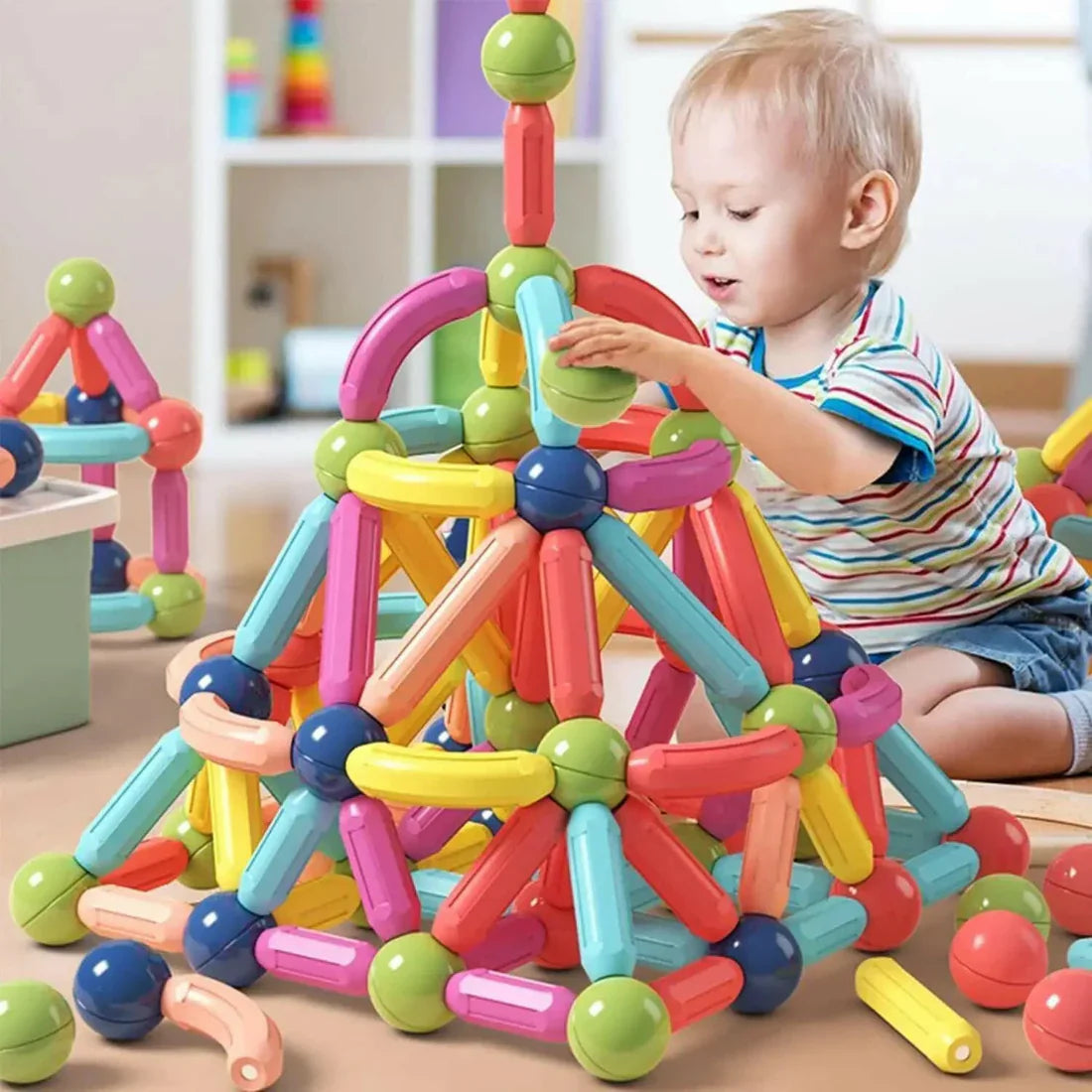 Magnetic Construction Set – Colorful Rods & Balls Building Toy for Kids