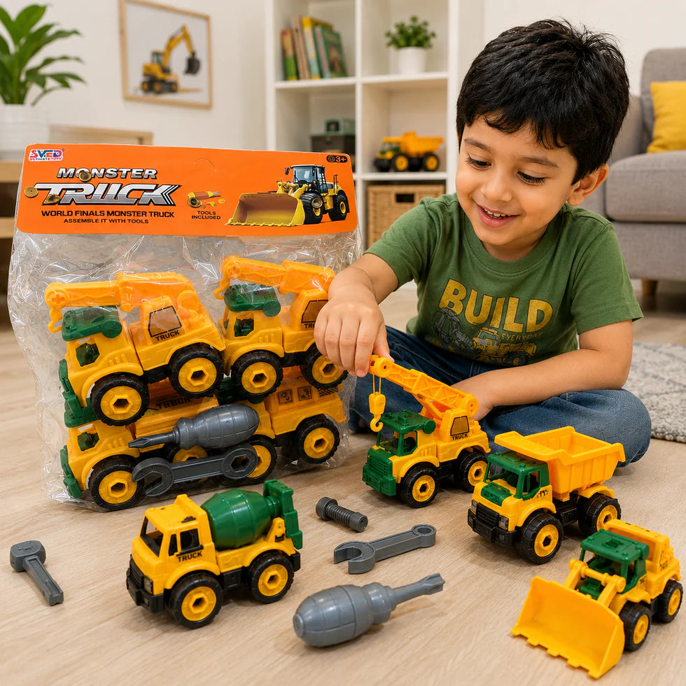 4 In 1 Construction Truck Toy Playset with Tools