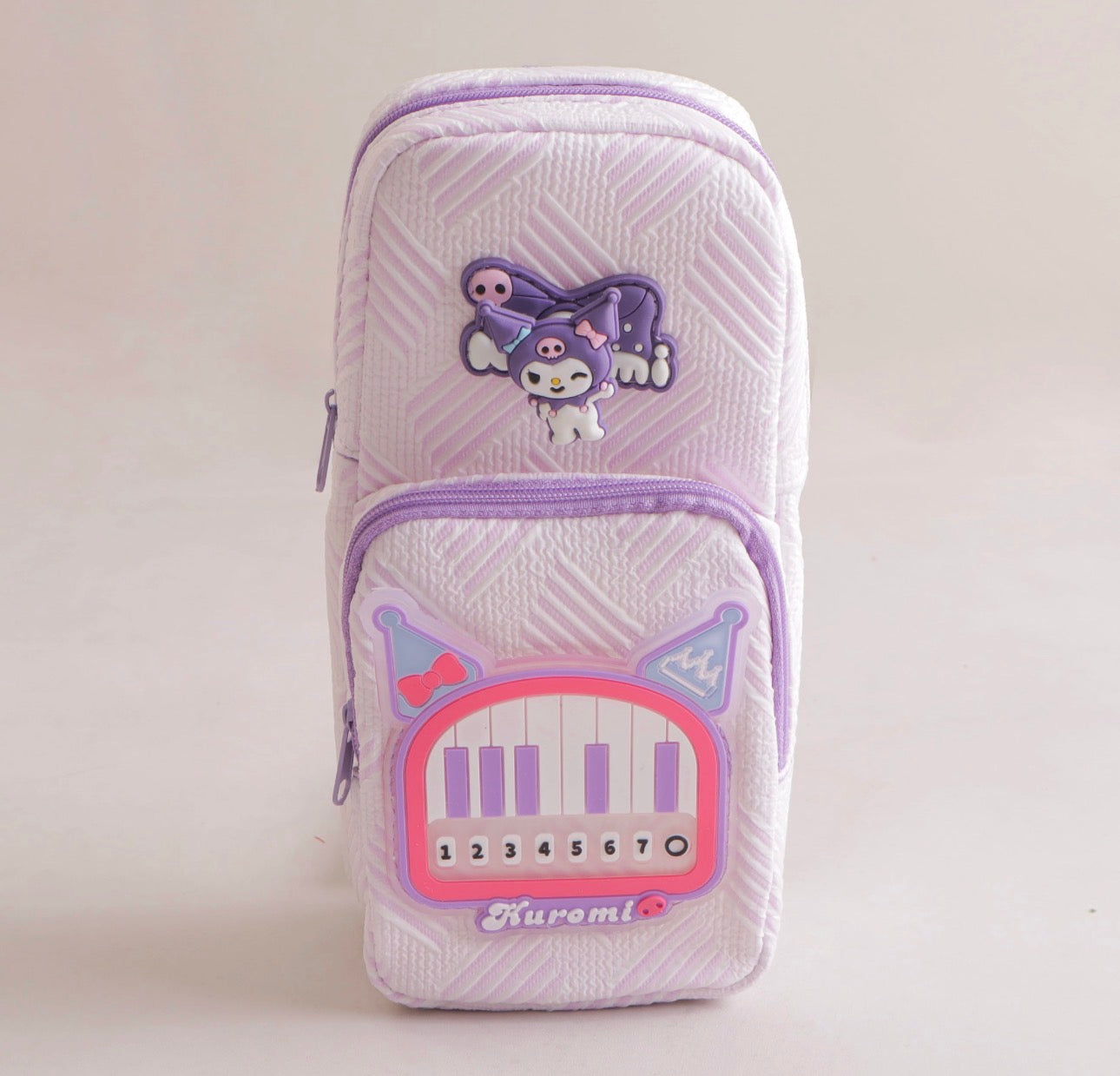 Kuromi Piano Design Pencil Case – Lilac Multi-Compartment Stationery Organizer