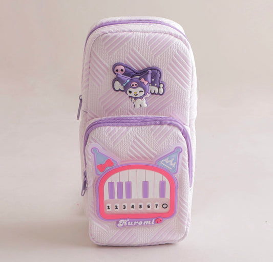 Kuromi Piano Design Pencil Case – Lilac Multi-Compartment Stationery Organizer