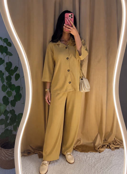 Premium Ribbed Co-ord Set – Khaki