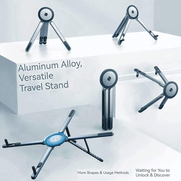 Portable Magnetic Phone Holder & Selfie Stick 3-in-1 Foldable Tripod Stand for iPhone iPad Tablet Laptop Desktop Use