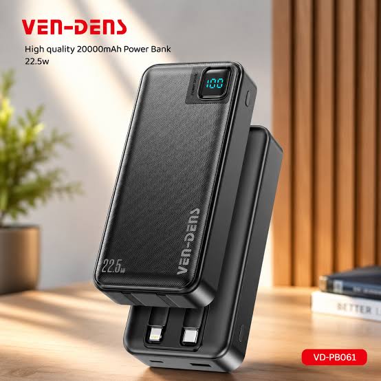 Fast Charging Power Bank 20000mAh with Built-In Cables