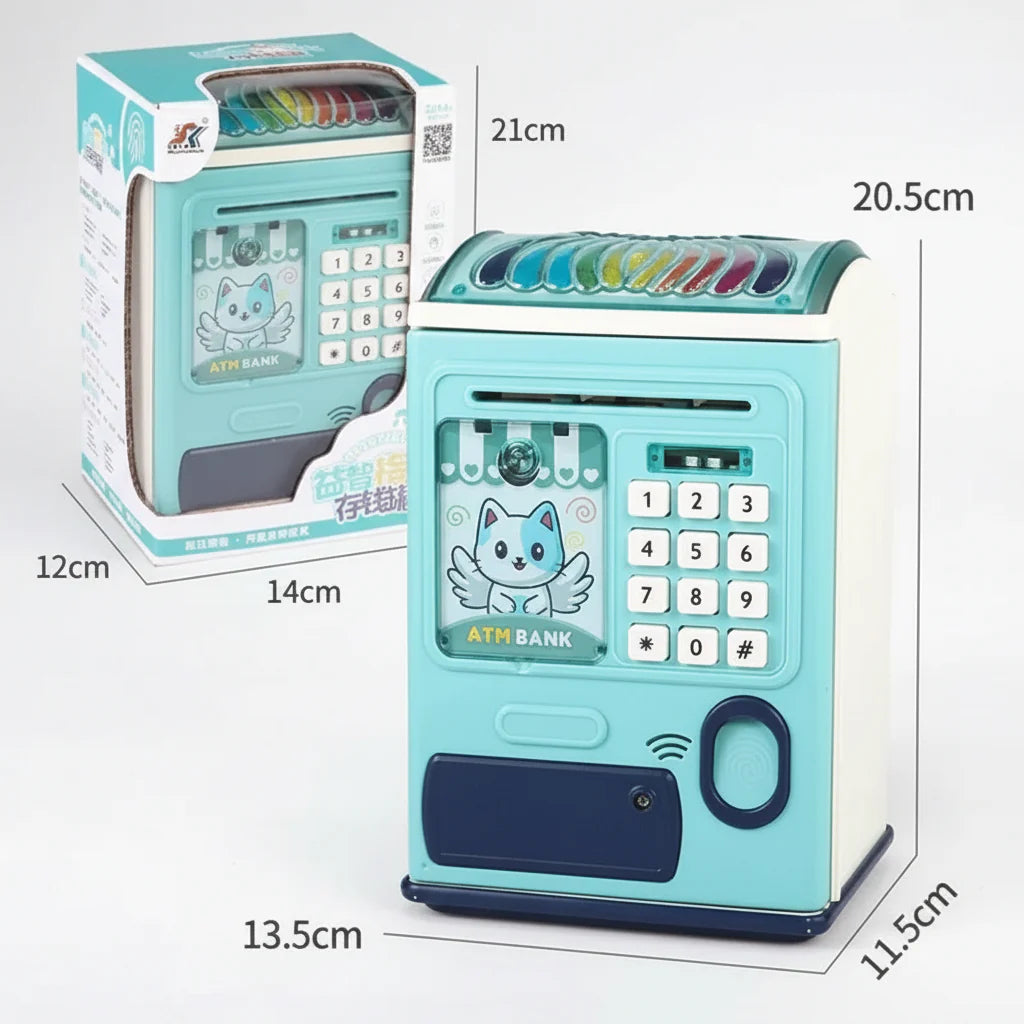 Electronic ATM Piggy Bank for Kids with Fingerprint & Password