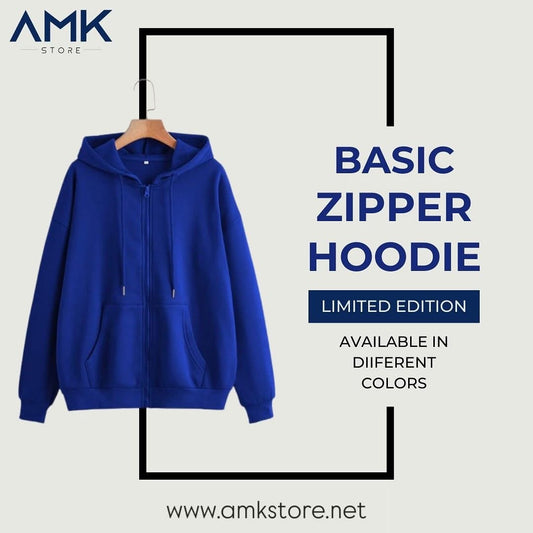 Basic Zipper Hoodie - Dark blue