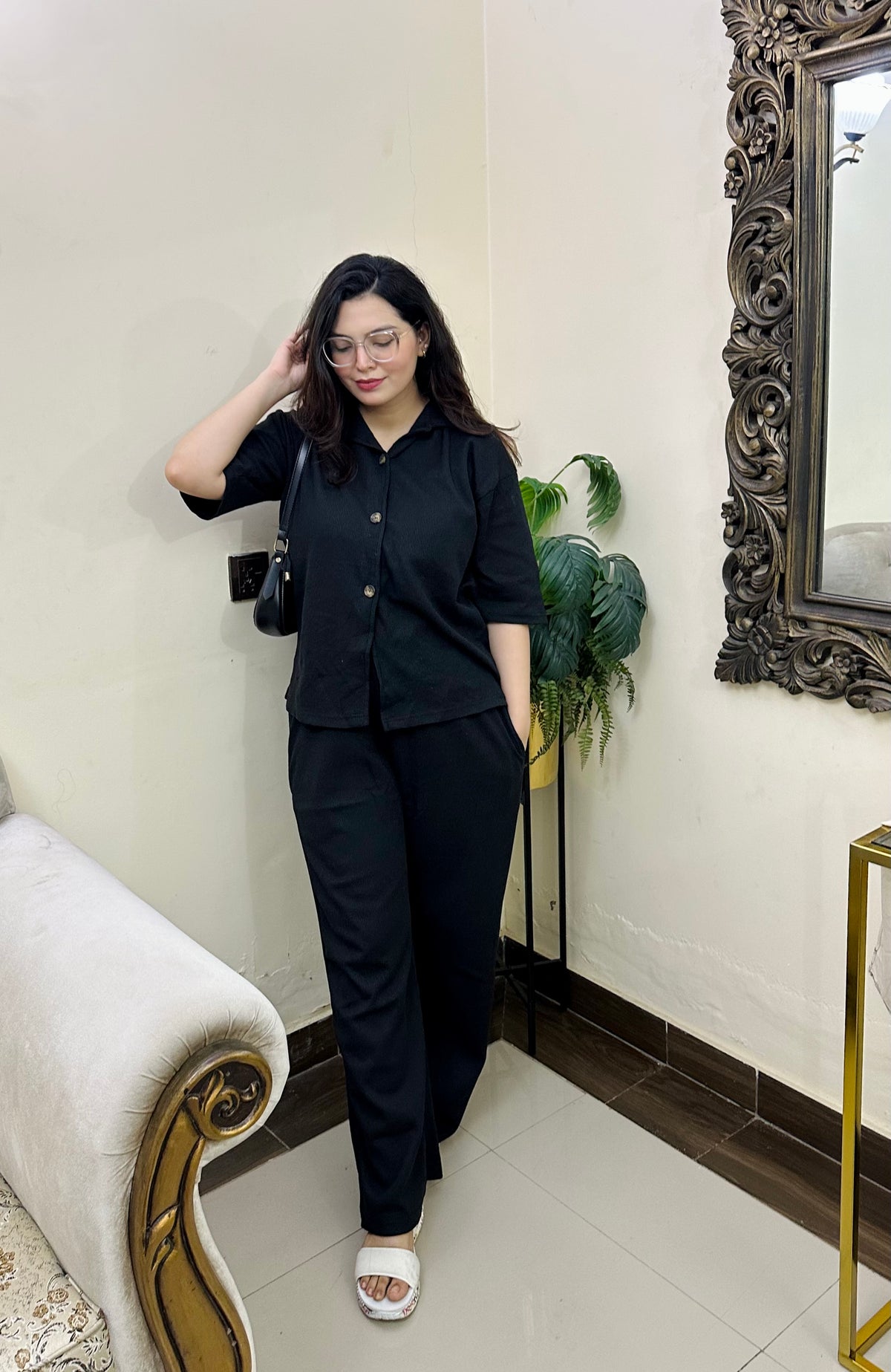 Premium Ribbed Co-ord Set – Black