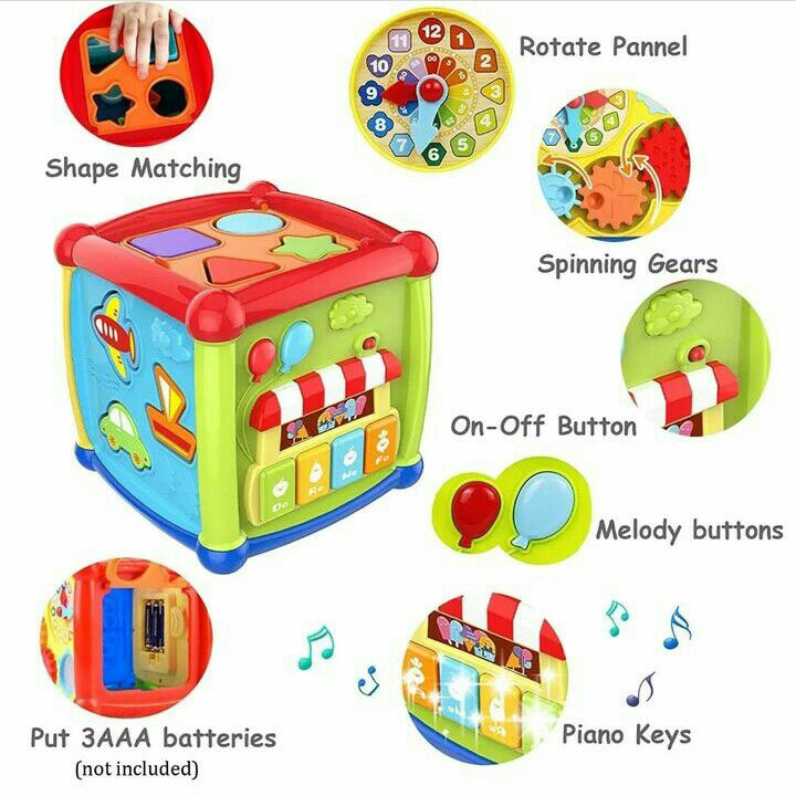 Huanger Fancy Cube Educational Toy For Kids 6-in-1 Musical Baby Learning Toys