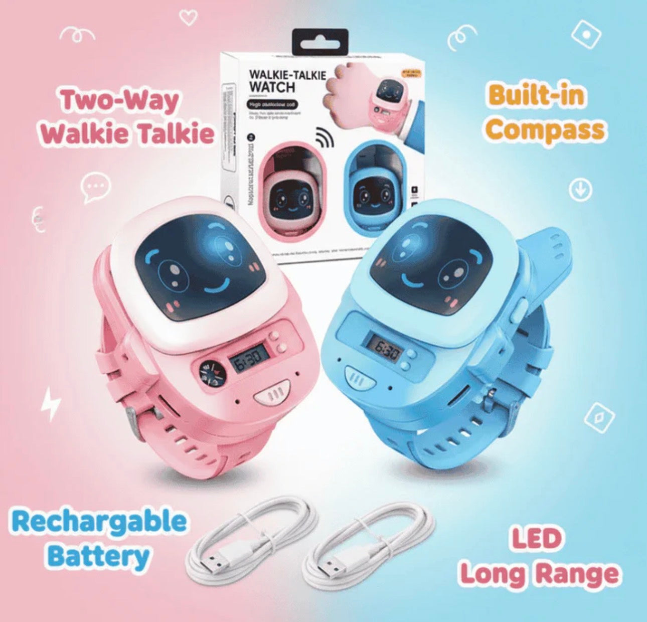 2Pcs Kids Electric Walkie Talkie Watch
