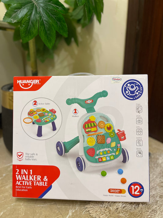 2-in-1 Baby Walker & Activity Table – Educational Toy (12M+)