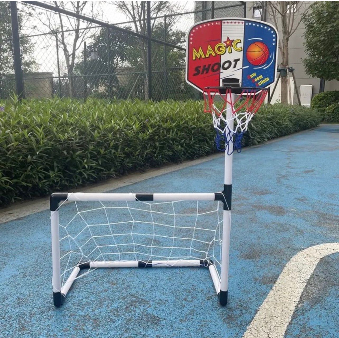 2 IN 1 CHILDREN SPORTS EQUIPMENT FOOTBALL GOAL BASKETBALL STANDS FOR KIDS
