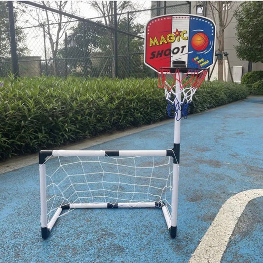 2 IN 1 CHILDREN SPORTS EQUIPMENT FOOTBALL GOAL BASKETBALL STANDS FOR KIDS