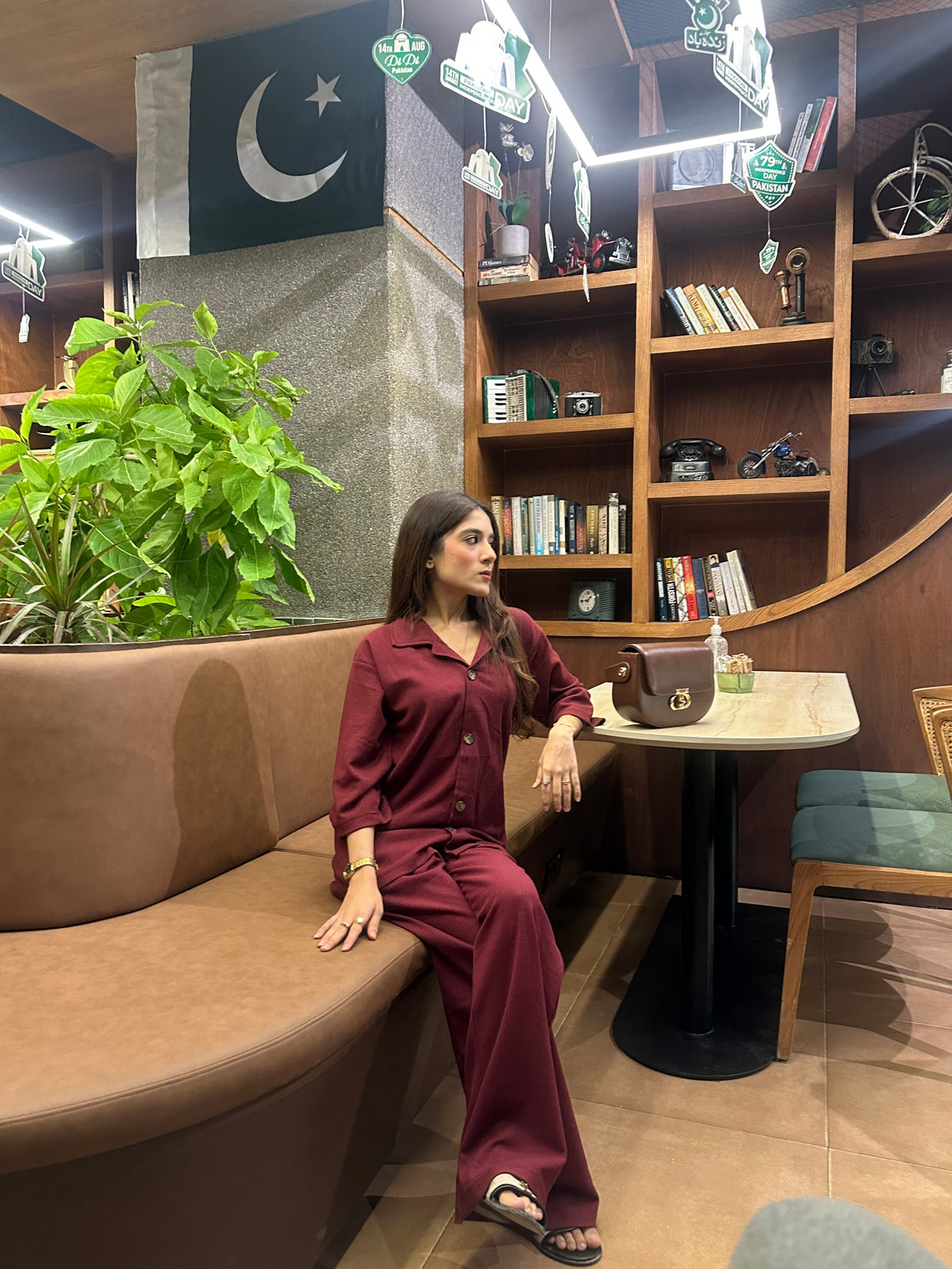 Premium Ribbed Co-ord Set – Maroon