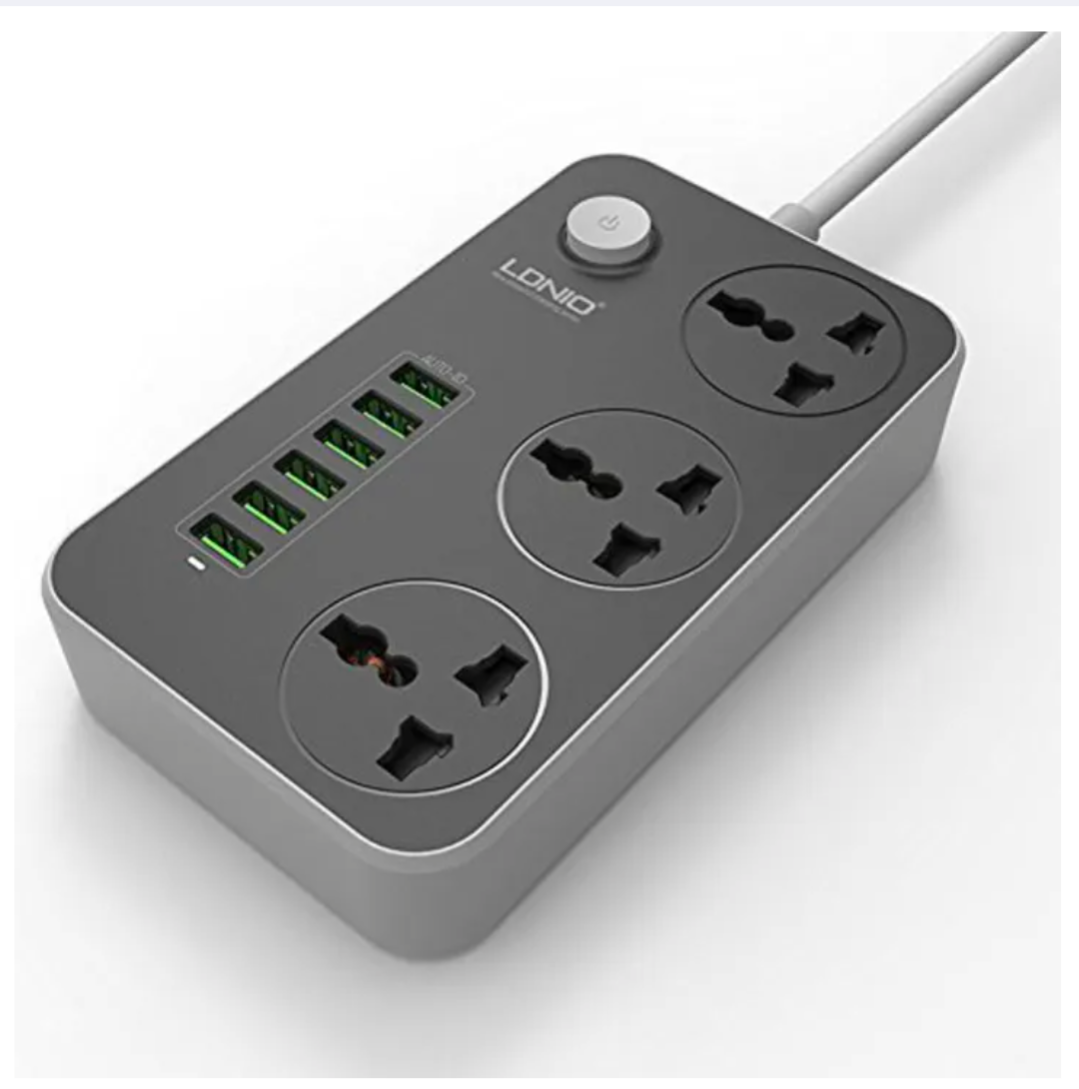 LDNIO Fast Charge Extension Board with 3 USB & 7 Sockets