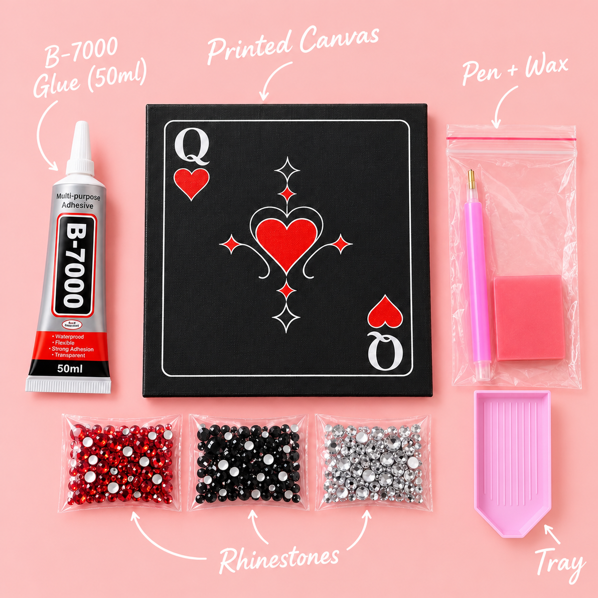 DIY Bedazzling Canvas – Queen of hearts (6 × 8 Inch)