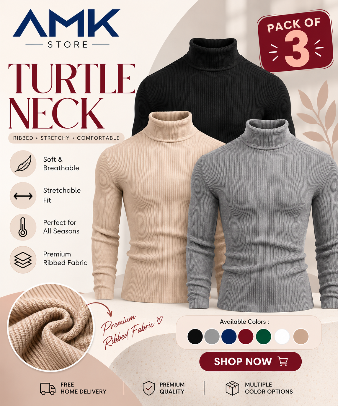Turtle Neck - Pack of 3