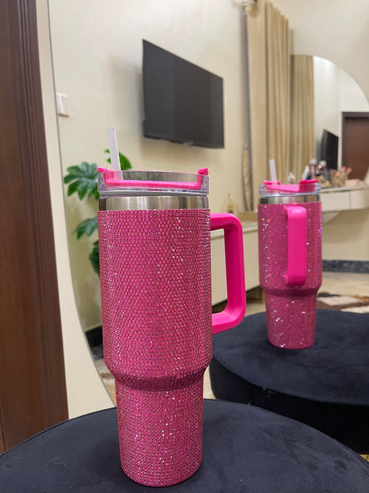 Rhinestone Tumbler 40z Dark Pink