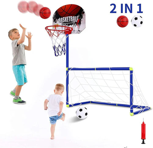 2 IN 1 CHILDREN SPORTS EQUIPMENT FOOTBALL GOAL BASKETBALL STANDS FOR KIDS