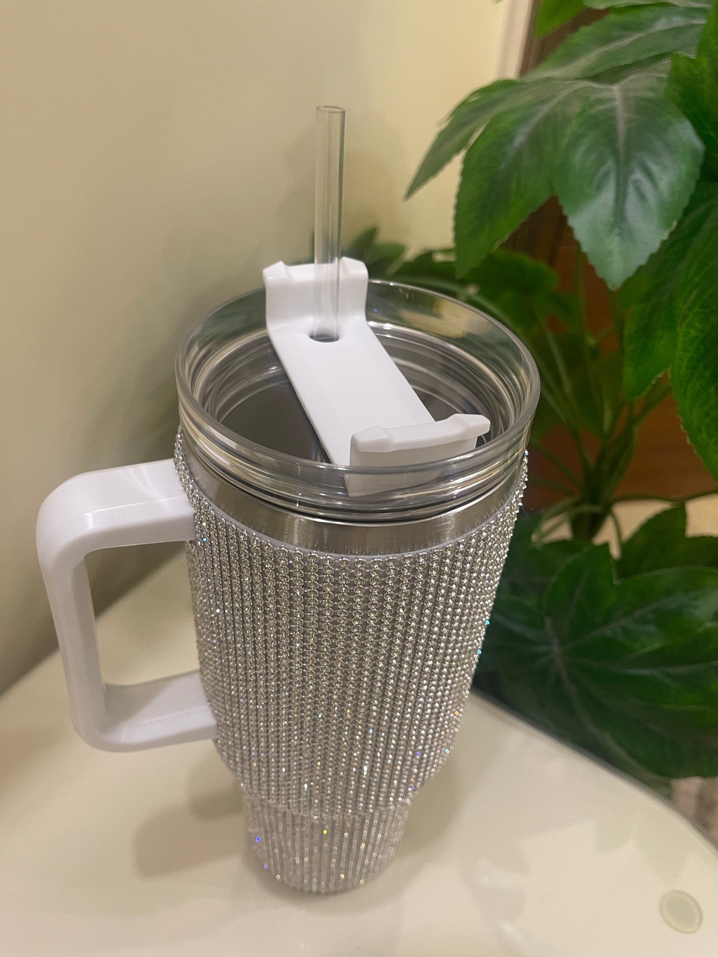 Rhinestone Tumbler 40oz white