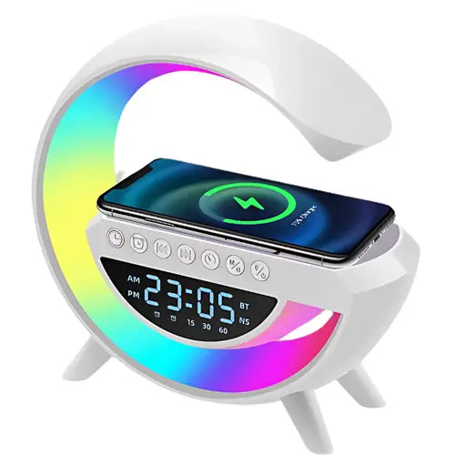 G shaped Lamp - Bluetooth Speaker- Wireless Charger & Digital Clock