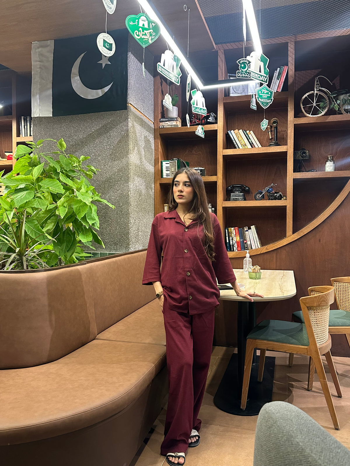 Premium Ribbed Co-ord Set – Maroon