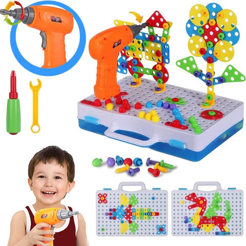 Kids Pretend Play Tools Set With Electric Drill