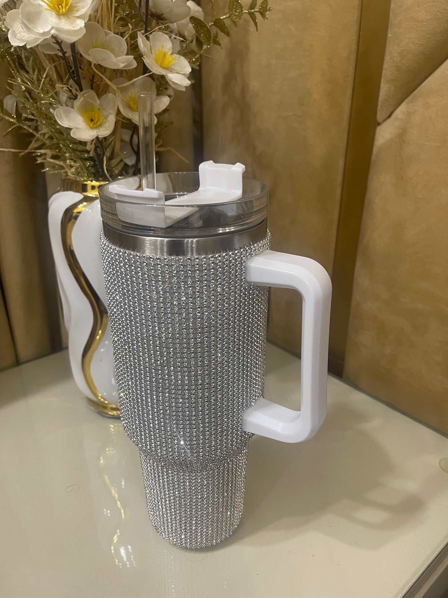 Rhinestone Tumbler 40oz white