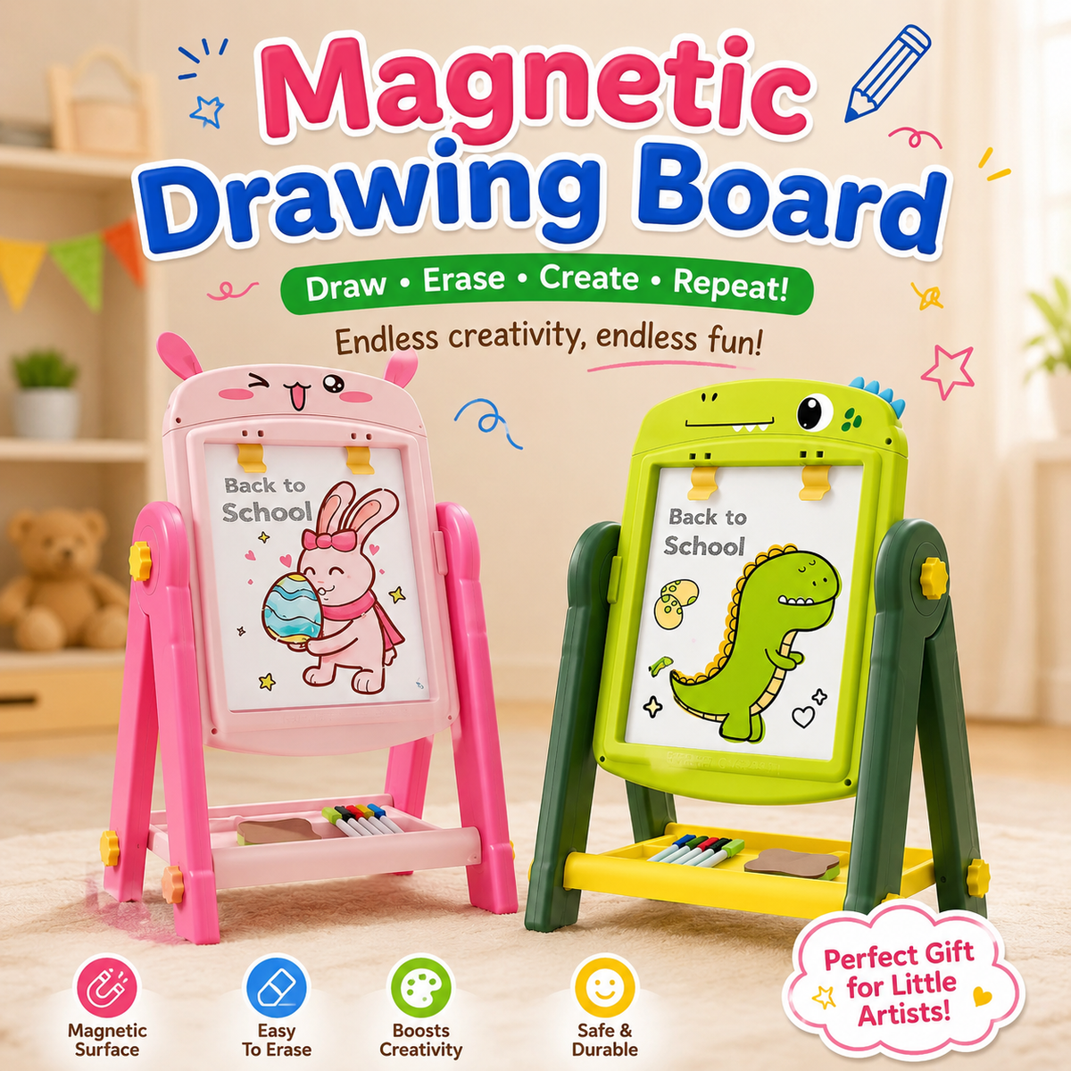 Art Easel Dual Sided Magnetic Drawing Board