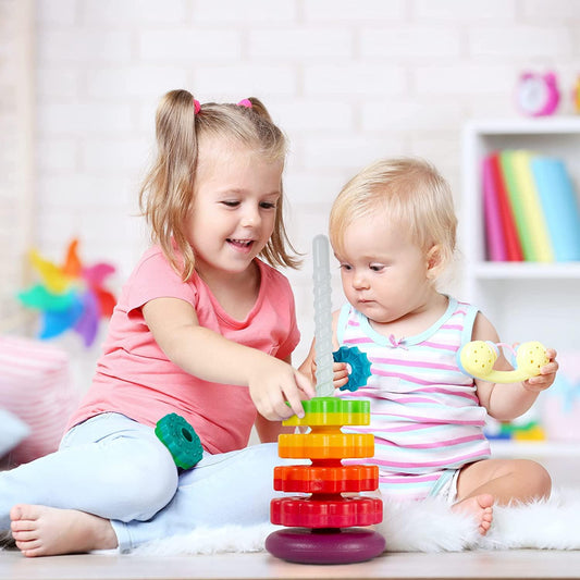 Rainbow Stacking Tower Spinning Wheel Toy