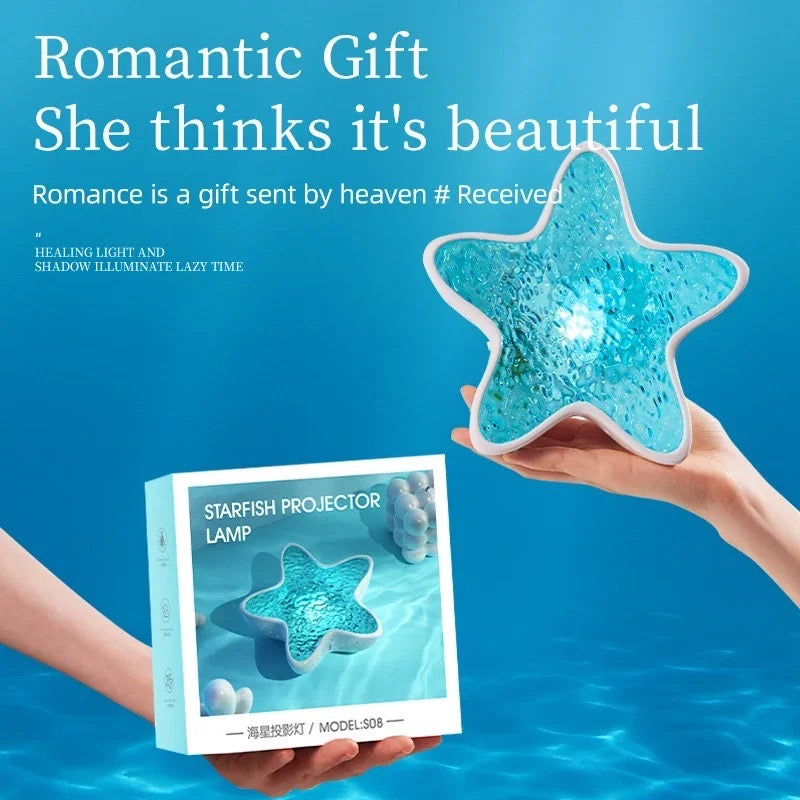 Luxury Starfish Crystal Projector Lamp – Ambient Ocean Glow Night Light
