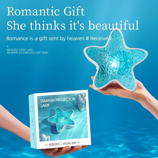 Luxury Starfish Crystal Projector Lamp – Ambient Ocean Glow Night Light