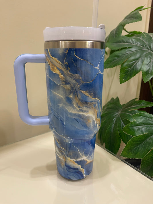 Marble Texture Tumbler 40oz - Blue