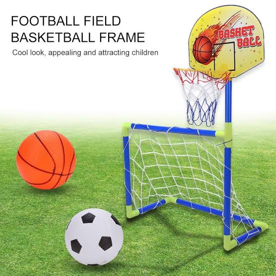 2 IN 1 CHILDREN SPORTS EQUIPMENT FOOTBALL GOAL BASKETBALL STANDS FOR KIDS