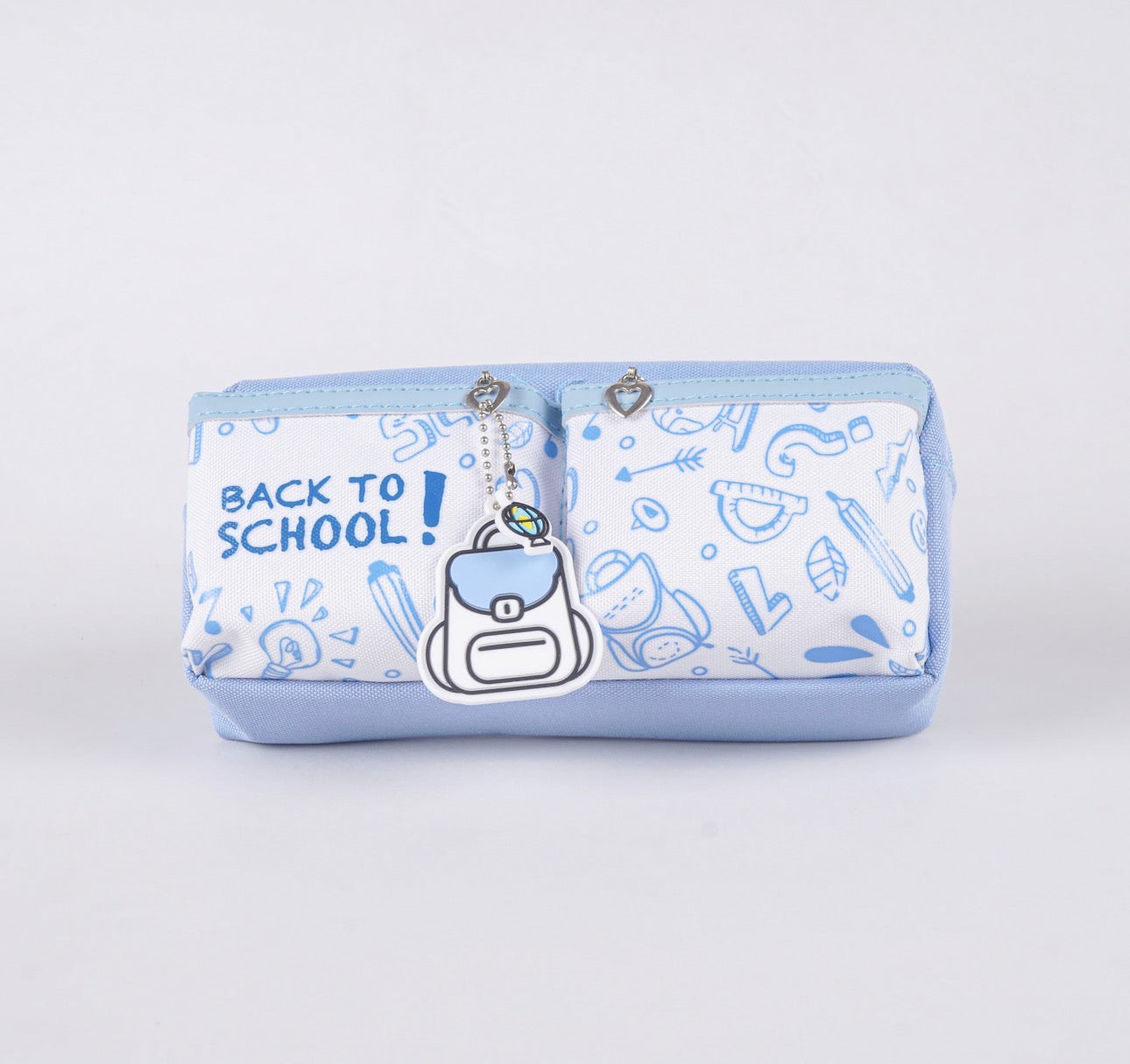 Double Zipper Pencil Pouch - skyblue
