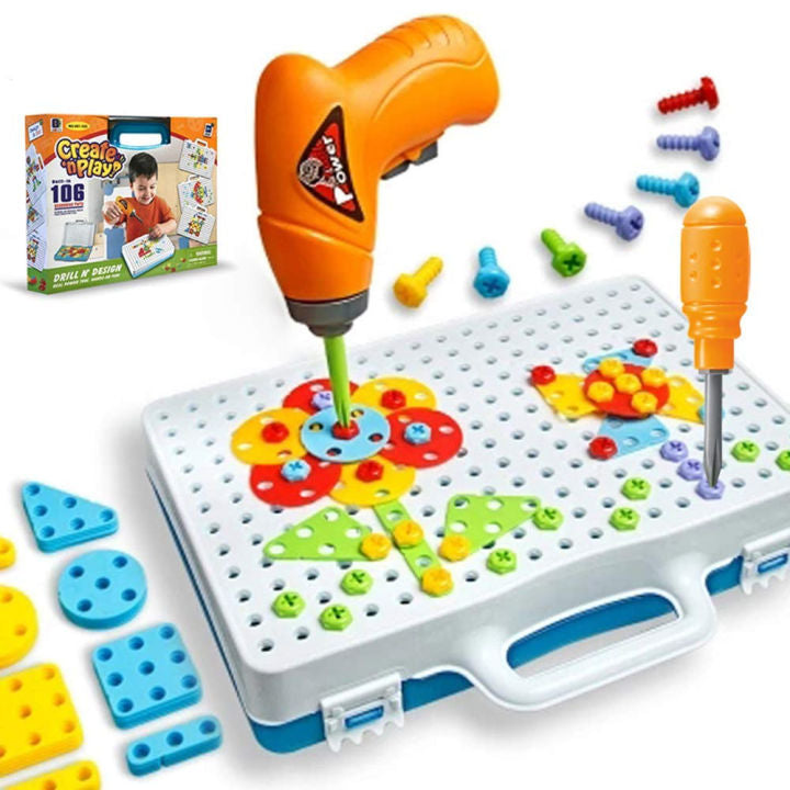 Kids Pretend Play Tools Set With Electric Drill