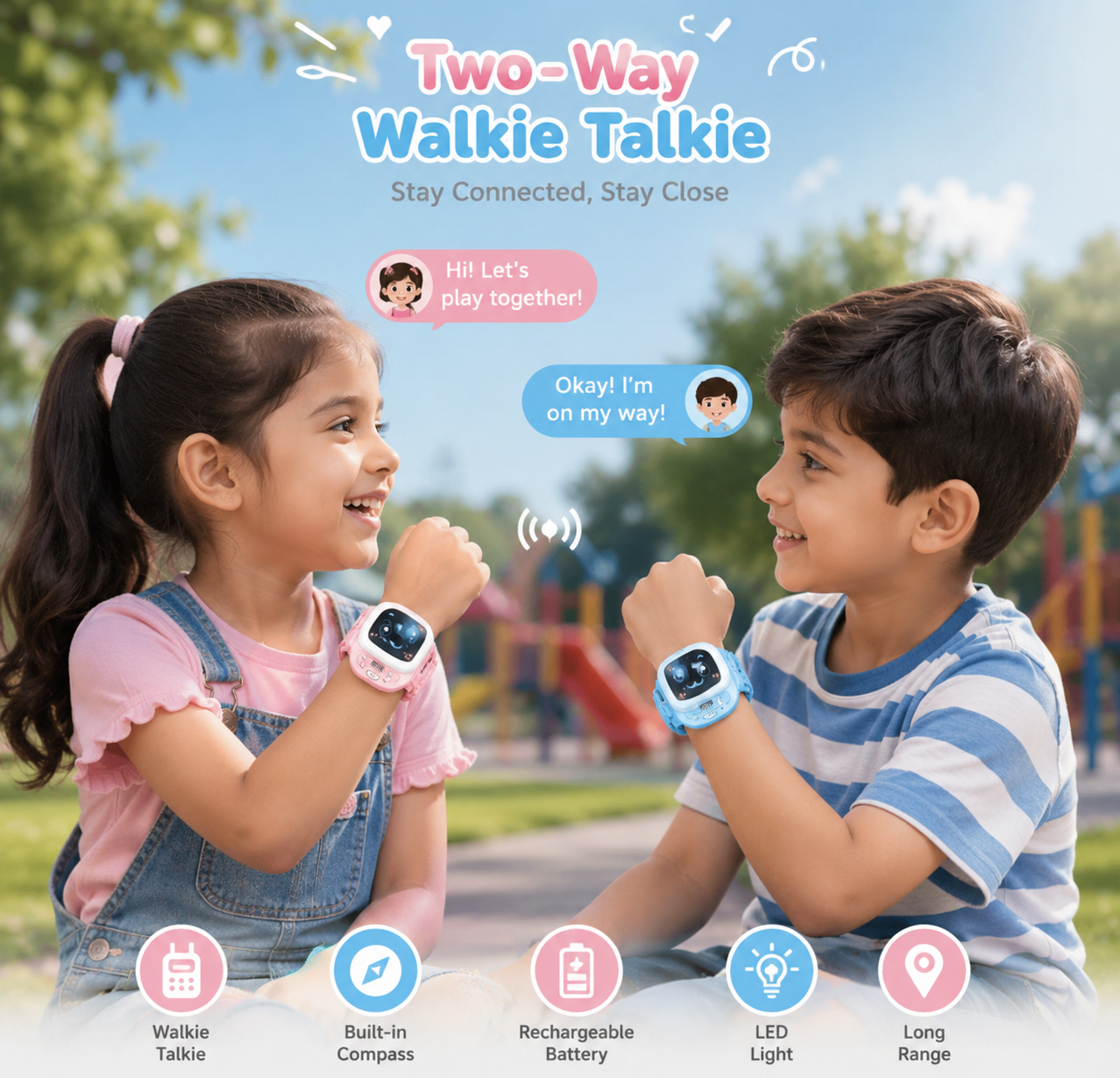 2Pcs Kids Electric Walkie Talkie Watch
