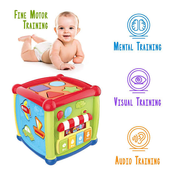 Huanger Fancy Cube Educational Toy For Kids 6-in-1 Musical Baby Learning Toys