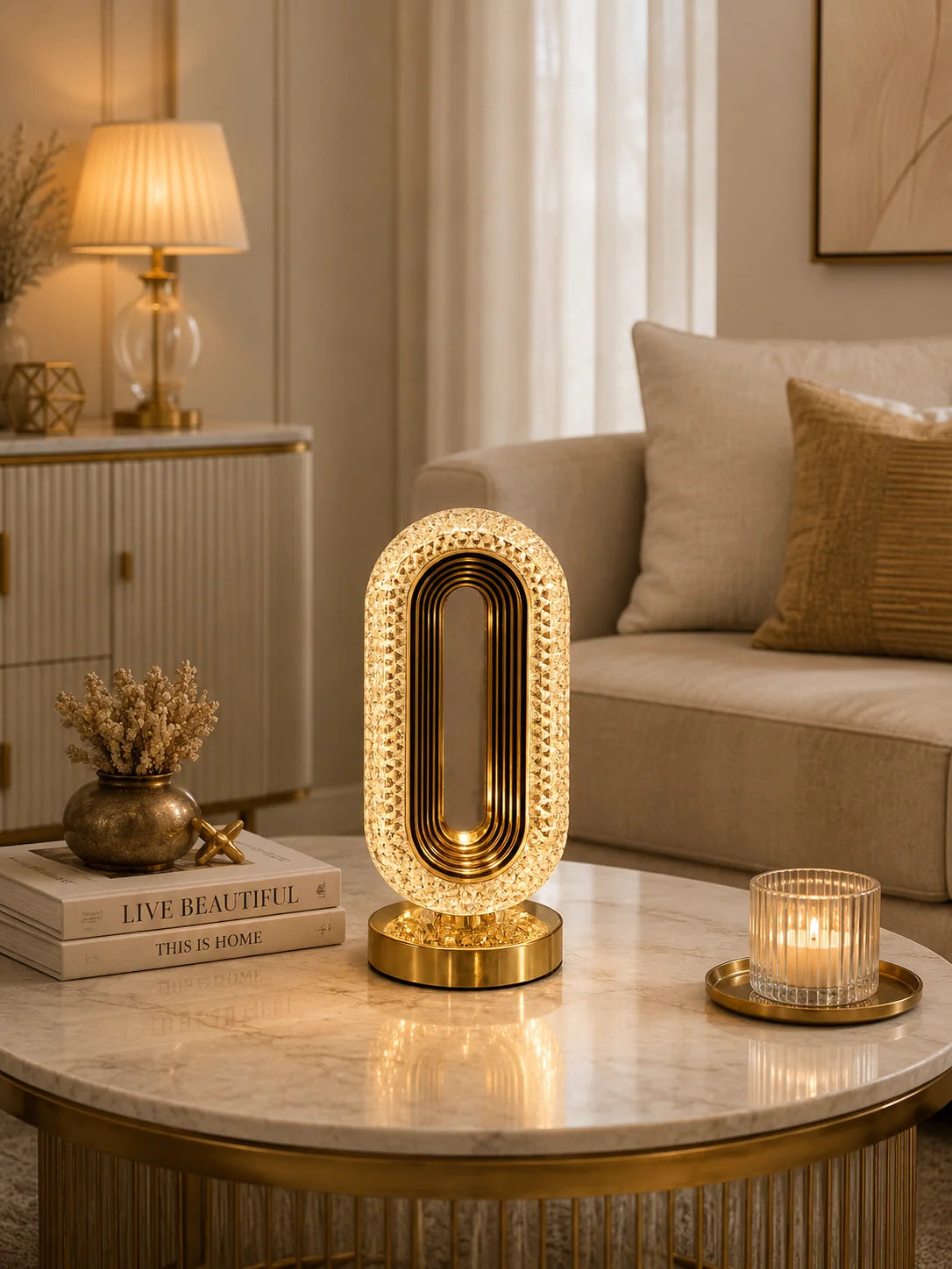 Luxury LED Table Lamp | Modern Gold Decorative Bedside Lamp | Warm Ambient Light