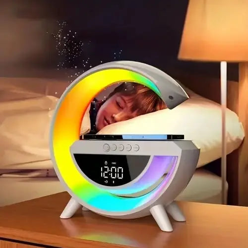 G shaped Lamp - Bluetooth Speaker- Wireless Charger & Digital Clock