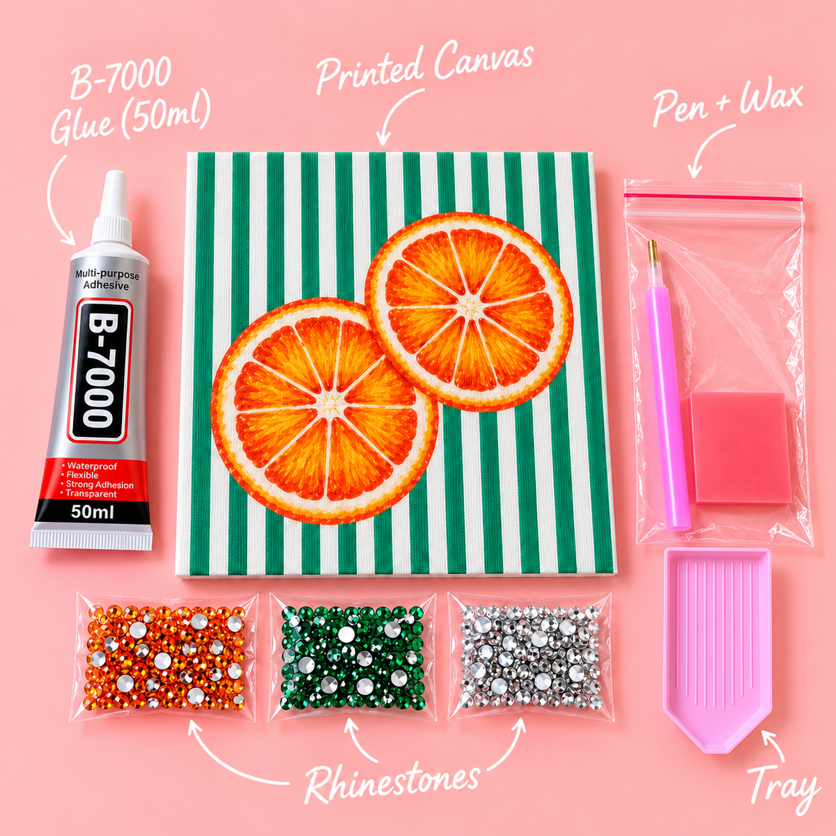 DIY Bedazzling Canvas –  Citrus Crush (8 × 8 Inch)