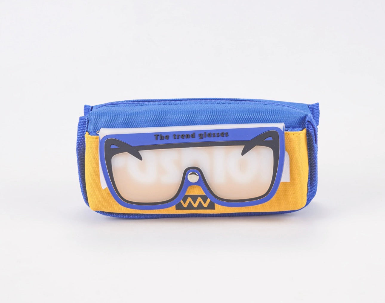 Royal Blue & Yellow Glasses Design Pencil Case
